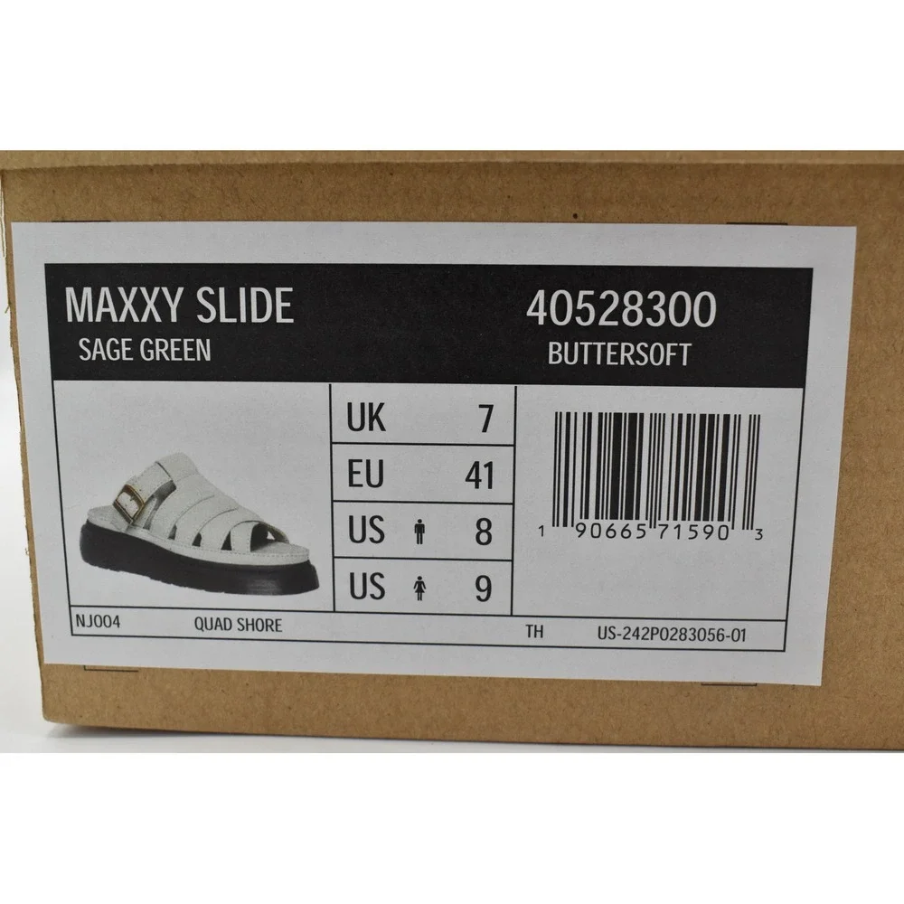 Dr. Martens Maxxy Slide Women 9 Sage Green Platform Fisherman Sandals NWB